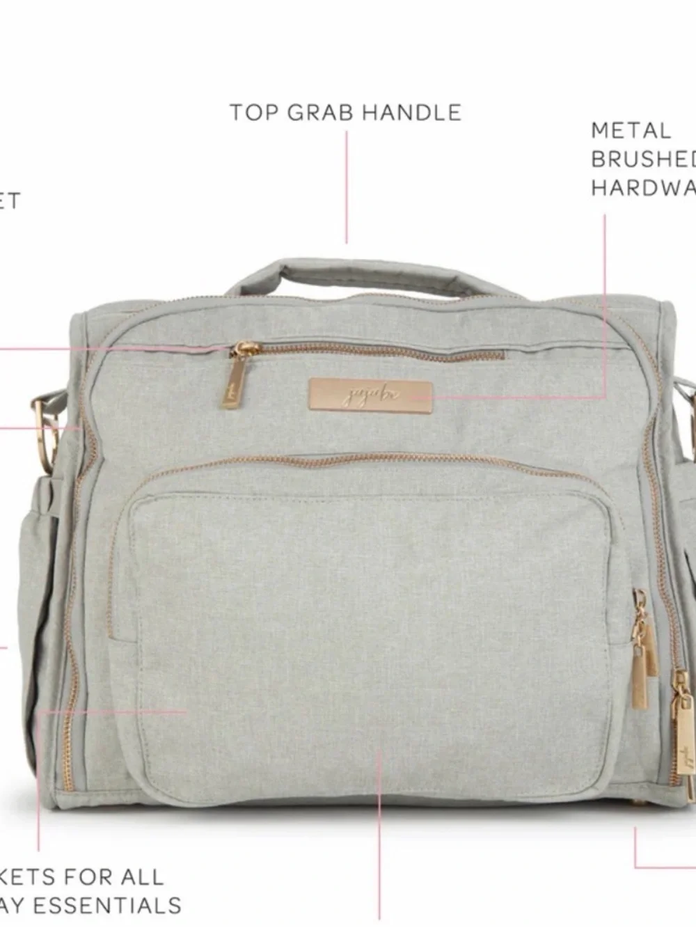LAST ONE Jujube Light Gray Convertible Unisex Diaper Bag